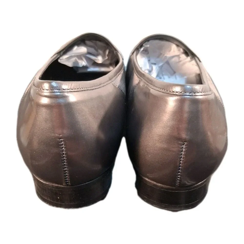 Gabor Loafers Silver Leather Slip-On Shoes Size 6